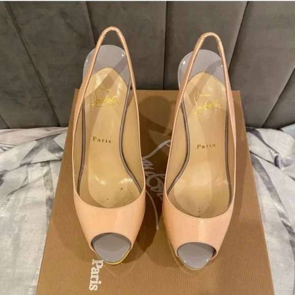 Christian Louboutin Peep Toe Slingback Heels-37.5 - Picture 6 of 9